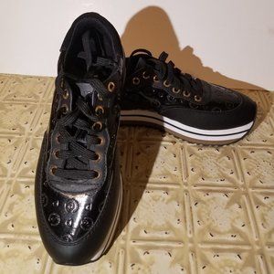 Black and White POLLINI Woman's Leather Sneakers
